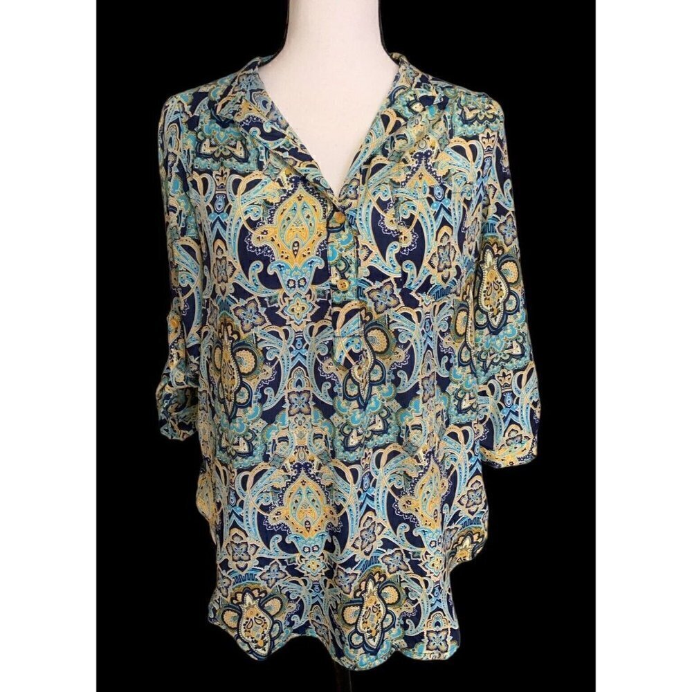 Love Tree Womens Tunic Blouse Size S Multi Colored Paisley Boho Print - Picture 4 of 16